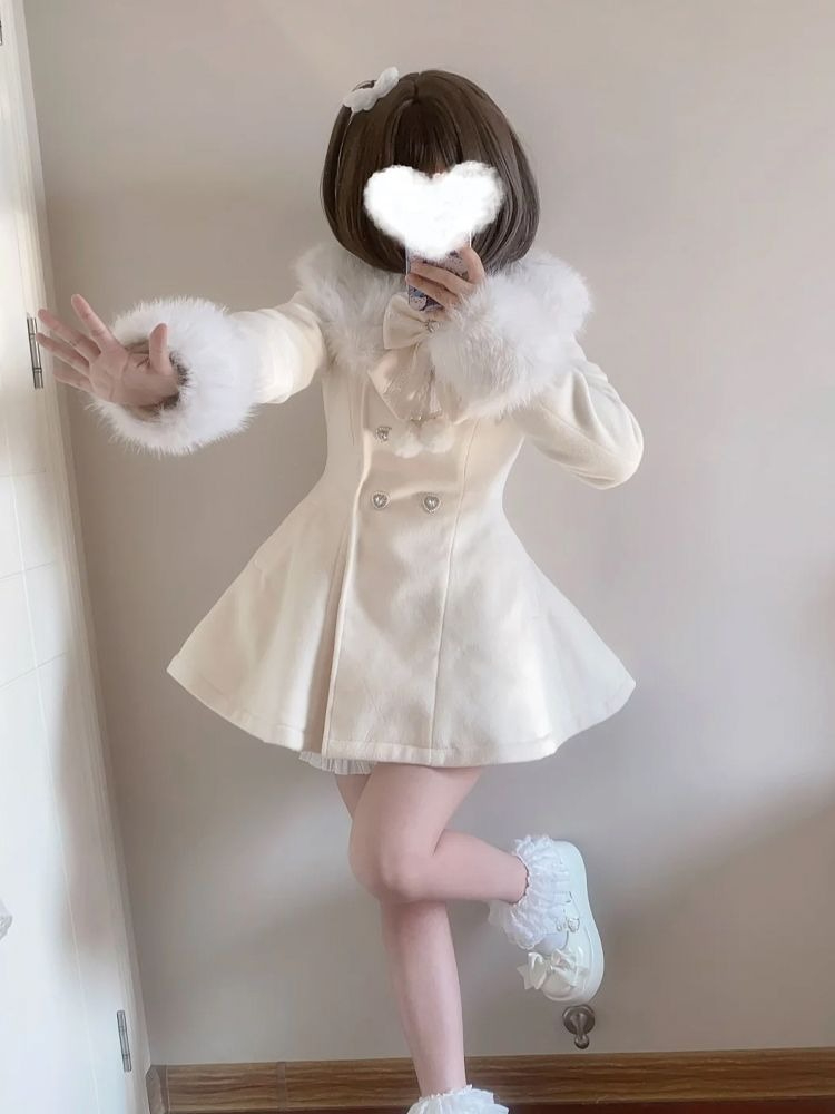 Wool Coat Peacoat - Japanse herfst-winter elegante kawaii jas voor